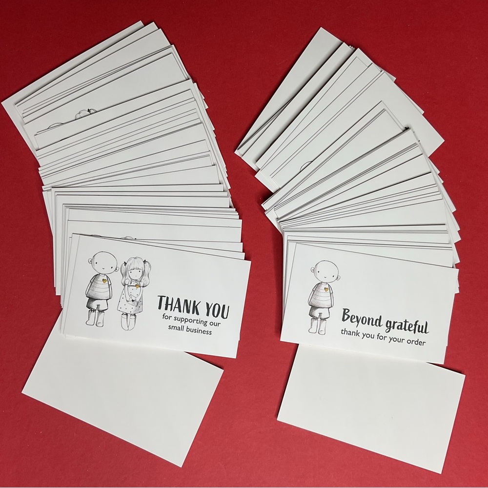 Thank You Cards - Customer Appreciation - 2 Designs - 3.5” x 2” (80 Qty) - NEW